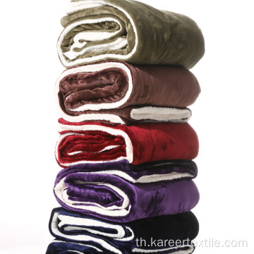 Lamb Pure Color Flannel โยนผ้าห่ม Sherpa หนา ๆ